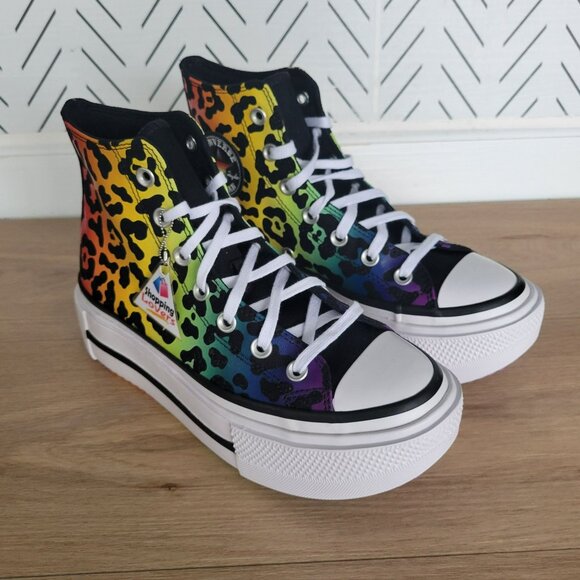 ⭐Converse Chuck Taylor Lift Platform Pride Sz 5 Men's Shoes Leopard A15782C ⭐ - Picture 3 of 11